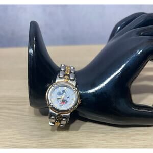 Vintage Disney Mickey Mouse Watch Time Works Made In Japan Silver/Gold